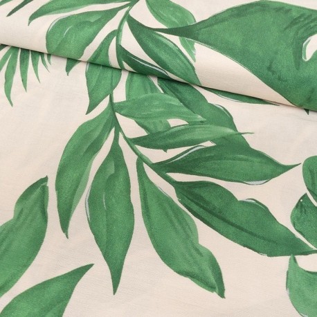 Tissu Rayonne Imprimée Feuillage Vert