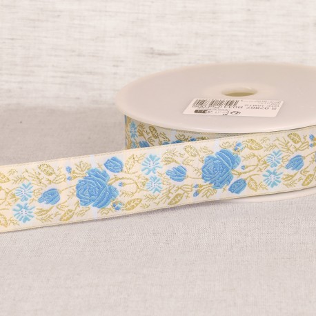 Galon jacquard roses