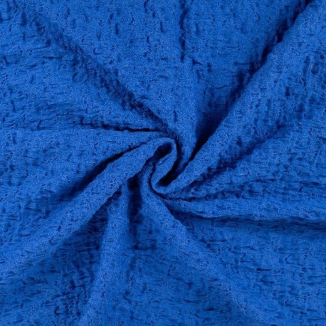Tissu Coton Cloqué Uni Bleu Roi