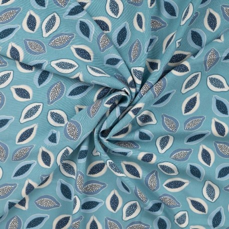 Tissu Viscose Chally Imprimé Papaye Bleu