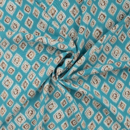 Tissu Viscose Chally Imprimé Losange Bleu