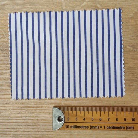 Tissu Polycoton Rayures Simples Bleu