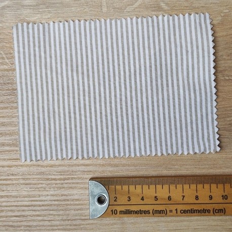 Tissu Polycoton Rayures Gaufrées Beige