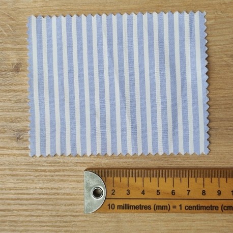 Tissu Polycoton Rayures Bleu Clair