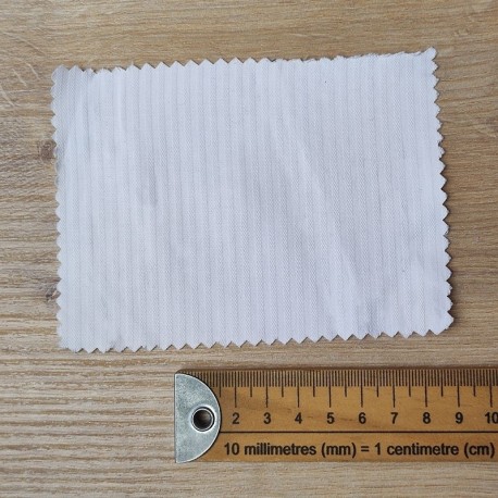 Tissu Polycoton Rayures Texturées Blanc