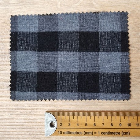 Tissu Lainage Carreaux Vichy Gris