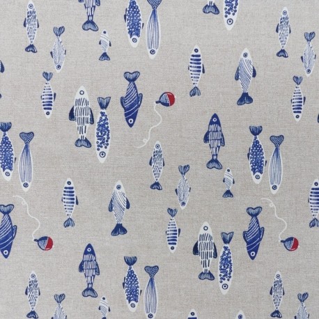 Tissu Tuna Imprimé Poissons Bleu 
