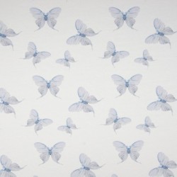 Tissu Jersey de Coton Bio Imprimé Papillon Bleu