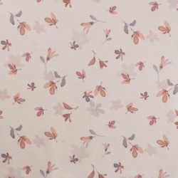 Tissu Jersey de Coton Bio Imprimé Feuille Nude