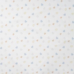 Tissu Jersey de Coton Imprimé Coeur Blanc 
