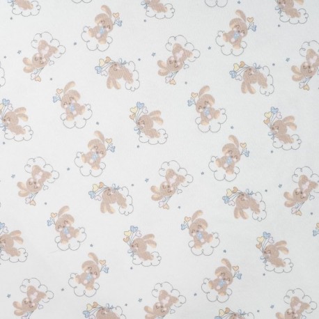 Tissu Jersey de Coton Imprimé Lapin Blanc 