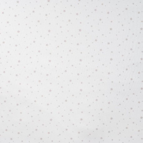 Tissu Jersey de Coton Imprimé Etoile Blanc 
