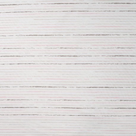 Tissu Jersey de Coton Imprimé Ligne Blanc
