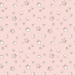 Tissu Jersey de Coton Imprimé Etoile Rose 