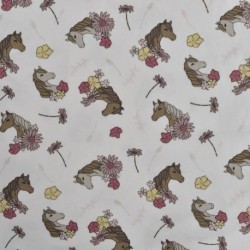 Tissu Jersey de Coton Imprimé Cheval Blanc 