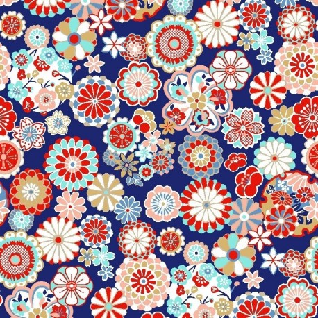 Tissu Imprimé Hinata Bleu