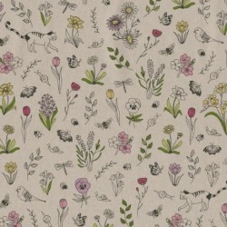 Tissu Imprimé Printemps Fond Coloris Lin 