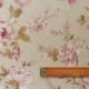 Tissu Imprimé Grosses Fleurs Rose Fond Coloris Lin
