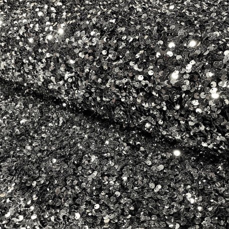 Tissu Velours Sequin Argent
