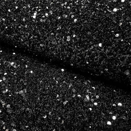 Tissu Velours Sequin Noir 