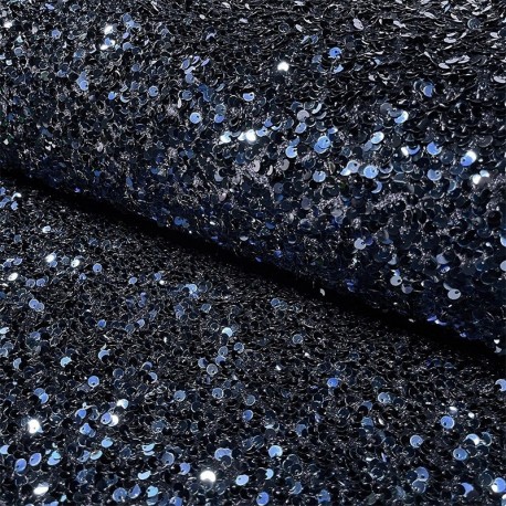 Tissu Velours Sequin Bleu Nuit