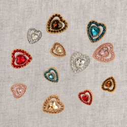 Bouton coeur strass