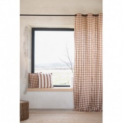 Tissu Ferret Toile Gros Carreaux Terracotta 