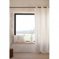 Tissu Ferret Toile Gros Carreaux Beige 