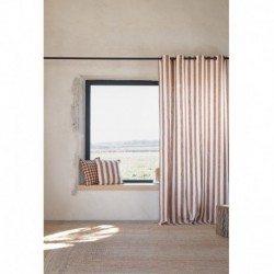 Tissu Landes Toile Grosse Rayure Terracotta 