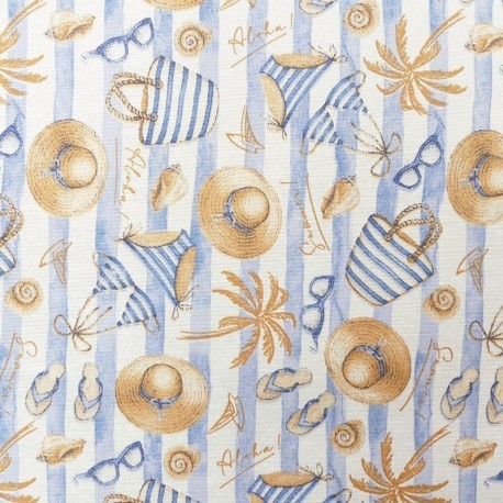 Tissu Imprimé Darcy Plage Bleu