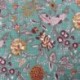 Tissu Blockprint Imprimé Tampons Mains Matelassé Double Face Fleur Fond Bleu