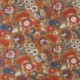 Tissu blockprint Imprimé Tampons Mains Matelassé Double Face Fleur Fond Caramel