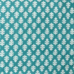 Tissu Blockprint Impression Tampons Mains Feuille Fond Turquoise