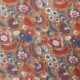 Tissu Blockprint Impression Tampons Mains Fleur Fond Caramel
