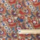 Tissu Blockprint Impression Tampons Mains Fleur Fond Caramel