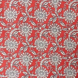 Tissu Blockprint Impression Tampons Mains Fleur Fond Rouge