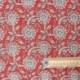 Tissu Blockprint Impression Tampons Mains Fleur Fond Rouge