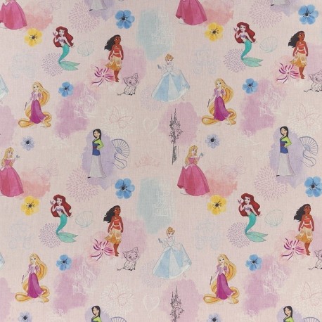 Tissu Licence Princesse Fond Rose