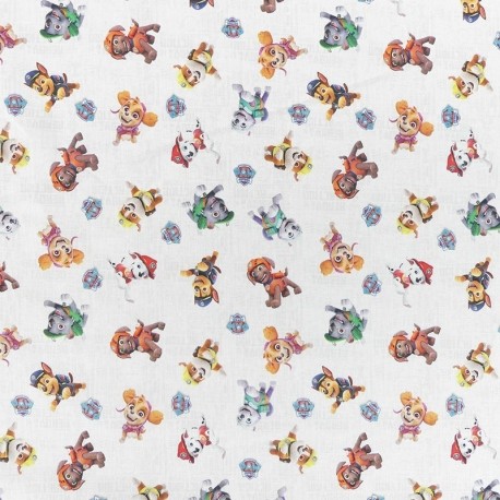 Tissu Licence Pat Patrouille Friends Fond Blanc 