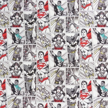 Tissu Licence Justice League Fond Blanc Blanc