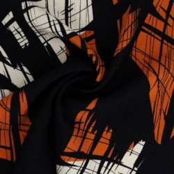 Tissu Viscose Nylon Imprimé Abstrait Orange