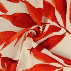 Tissu Viscose Imprimé Feuille Orange