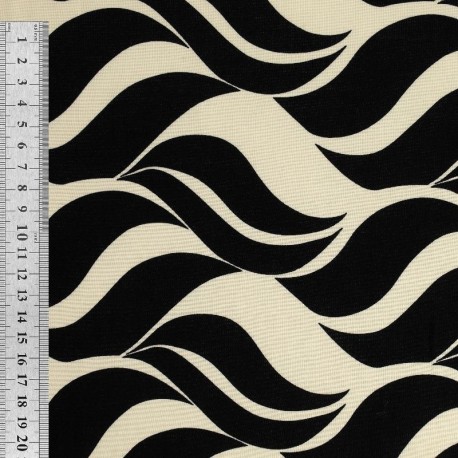 Tissu Viscose Imprime Noir Vague