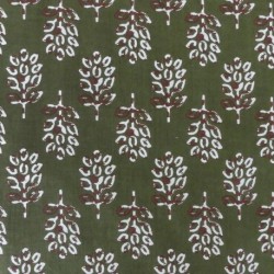 Tissu Blockprint Impression Tampons Mains Feuille Fond Vert