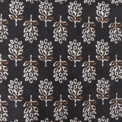 Tissu Blockprint Impression Tampons Mains Feuille Fond Noir