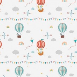 Tissu Bachette Montgolfiere Imprimé Multico