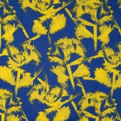 Tissu Crêpe de Viscose Imprimé Fleurs Bleu Roi