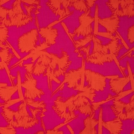 Tissu Crêpe de Viscose Imprimé Fleurs Fuchsia