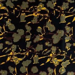 Tissu Satin de Viscose Imprimé Fleurs Kaki 