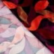 Tissu Satin de Viscose Imprimé Feuilles Rouge orange 